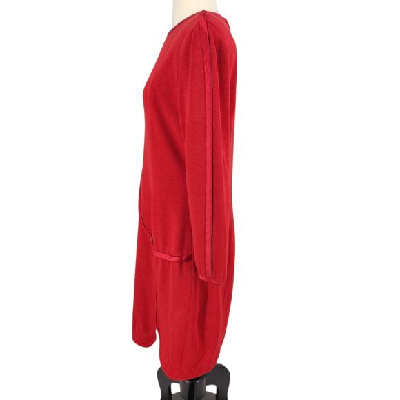 Vintage 80s Bill Blass Dress 100% Wool Shift Sheath DRess Rounded Shoulder SZ 8 - Picture 4 of 8